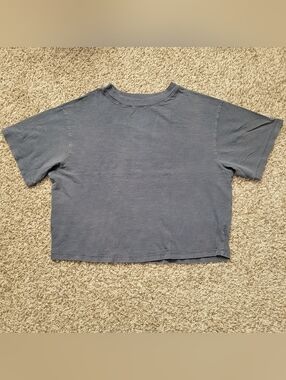 Universal Thread T-shirt Shirt Boxy Cropped Black Gray Crew Cotton Slub Small